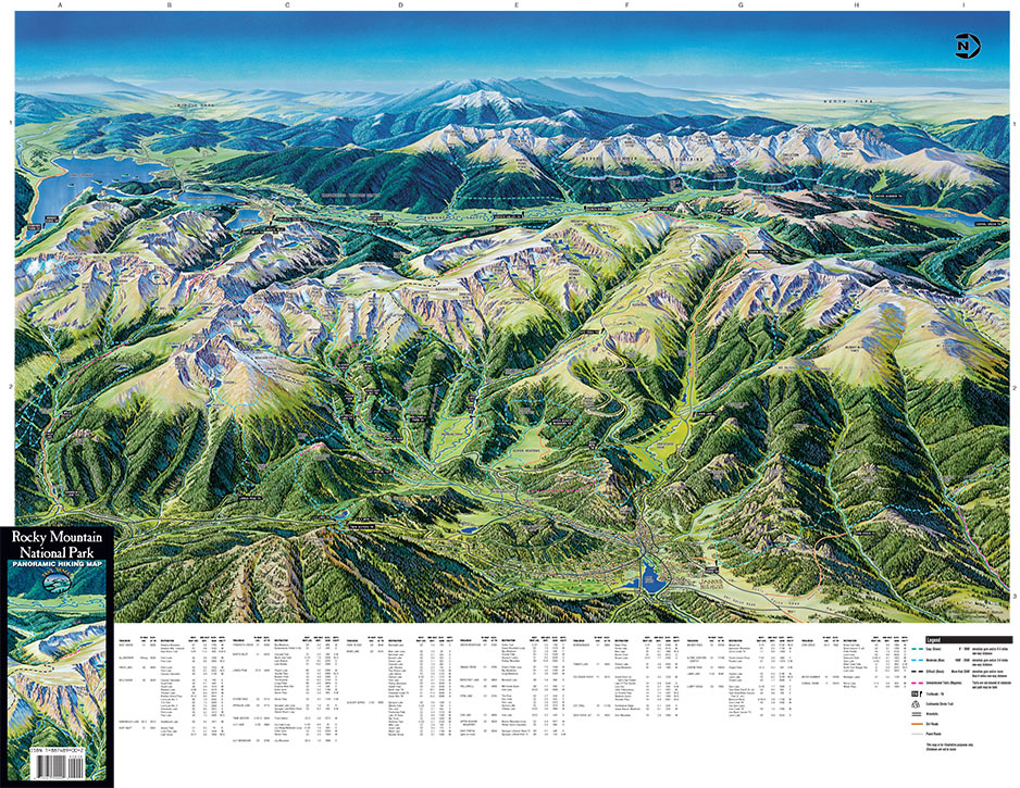 Rocky Mountain National Park Colorado Trail Tracks Panoramic Hiking Maps